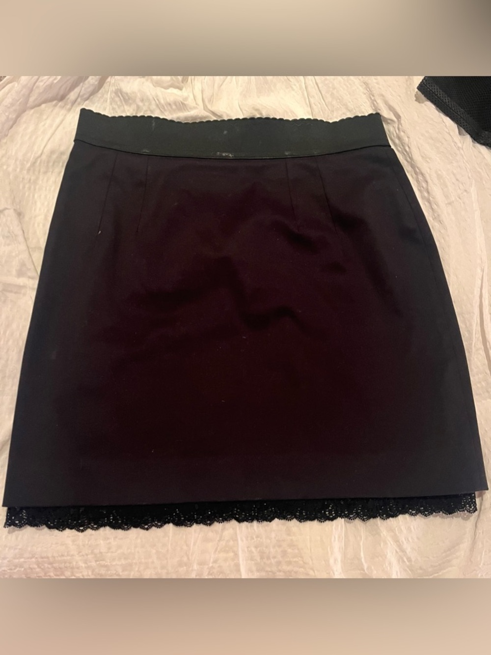 Dolce and Gabbana Black Lace-Trim Skirt